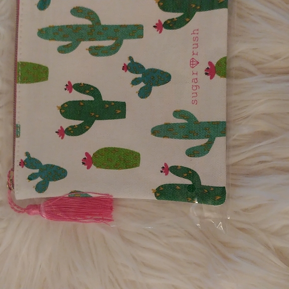 🏜FIRM! NWT TARTE SUGAR RUSH CACTUS COSMETIC BAG (DISCONTINUED) - Picture 3 of 6